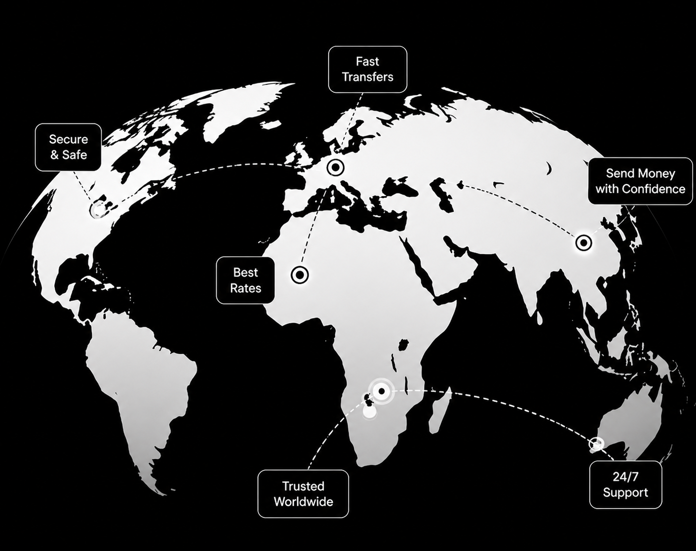 International money transfer world map